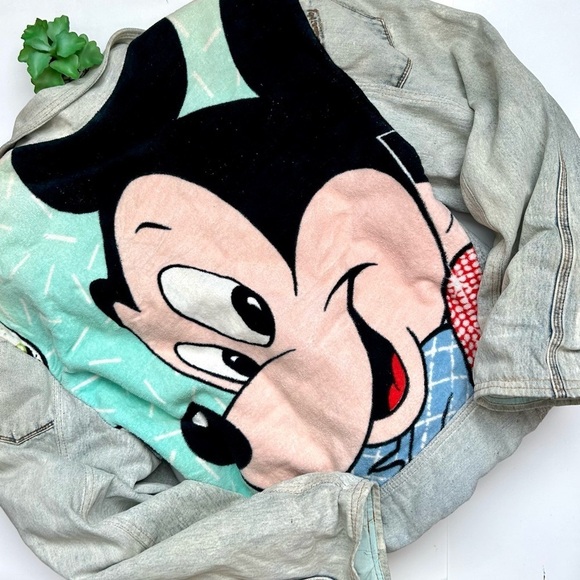 90's Vintage Guetta Brothers Too Cute Disney Mickey Mouse Denim Jean Jacket - Picture 2 of 14